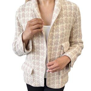 CHANEL Vintage 96P Blazer Tweed Jacket Open Front Pocket #36 Beige [106333]